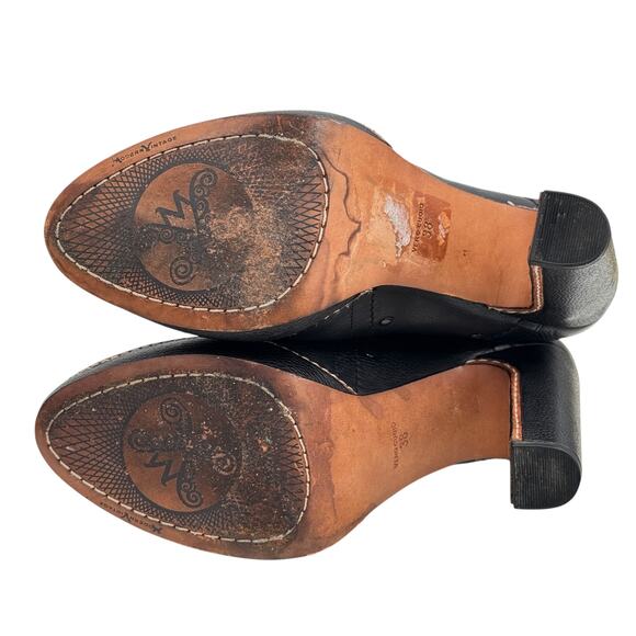 Modern Vintage Black Ankle Bootie Parker 38 Womens Boot Platform Leather Pull On - Picture 6 of 12